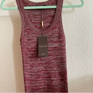 Gucci Marled Knit Tank in Burgundy Heather